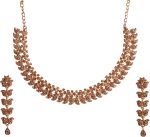 Touchstone Hollywood Glamour crystals rhinestones paisley motif grand jewelry necklace in antique gold or white tone for women